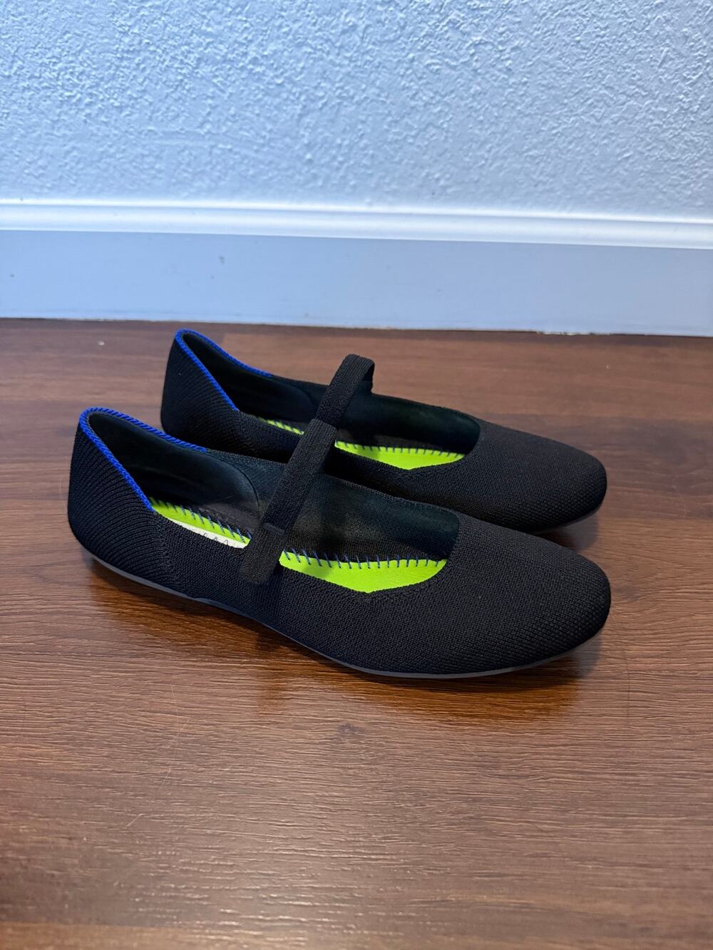 Rothy’s The Square Mary Jane Knit Flats Black Sz 6 Dainty Office Minimalist